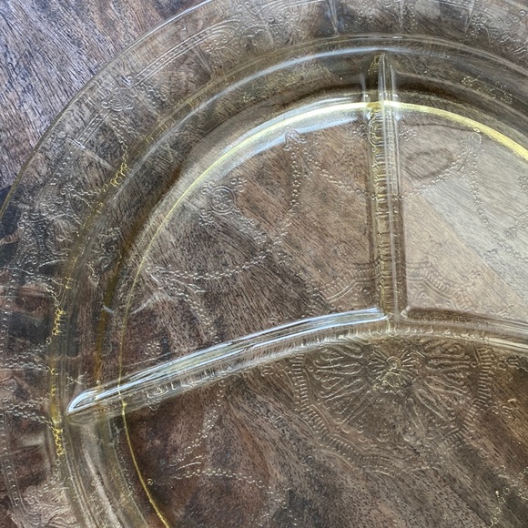 Anchor Hocking yellow Depression Glass divided lunch grill plate Cameo ballerin - Picture 4 of 5